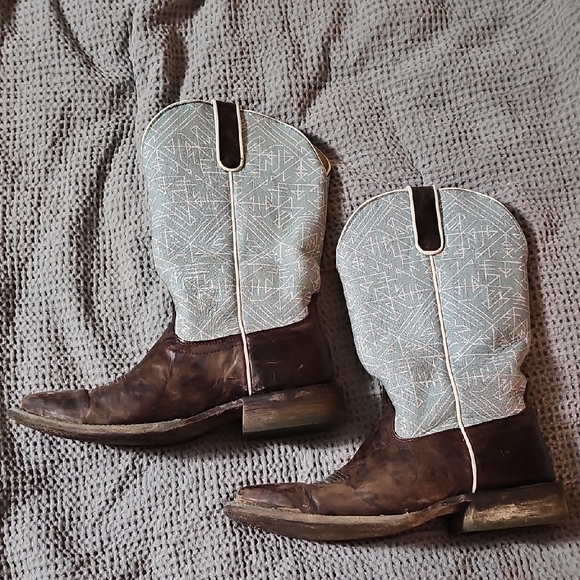 Ariat Circuit Savanna Western Boots Aztec Turquoise Brown Square Toe Size 10B - Picture 6 of 12